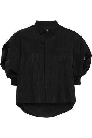 SACAI Nålestribet cropped skjorte