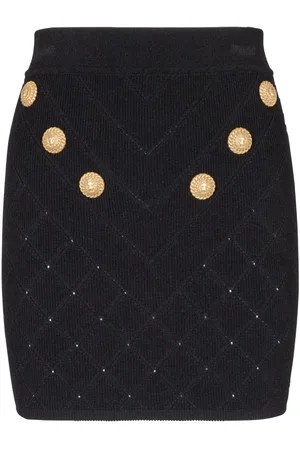 Balmain Finstrikket kort nederdel med seks knapper