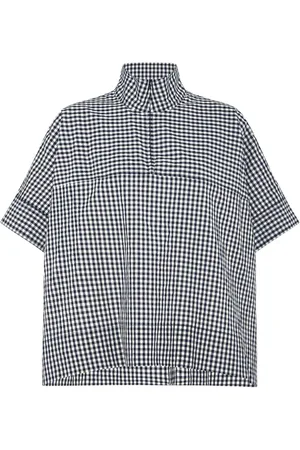 ROSETTA GETTY Gingham-ternet skjorte med kvart lynlås