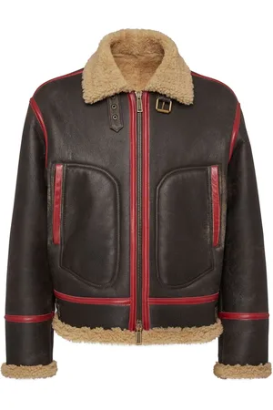 Dsquared2 Jakke i læder med pelsfor