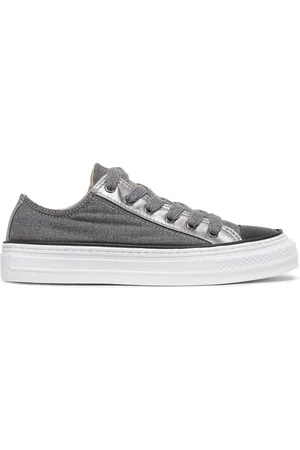 Brunello Cucinelli Sneakers i læder med snøre og paneler