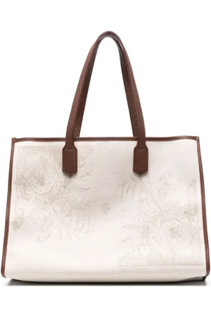 ELEVENTY Tote i kanvas med blomstertryk