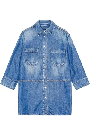 Ganni Denimskjorte med logoudsmykning