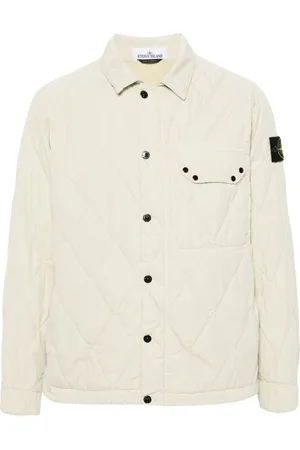 Stone Island Quiltet jakke med hætte og kompasmærke