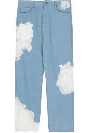 Collina Strada Blomstrede jeans i bomuld med blondedetalje