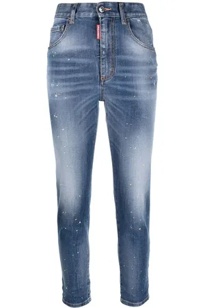 Dsquared2 Cropped jeans med smalle ben og malingtryk