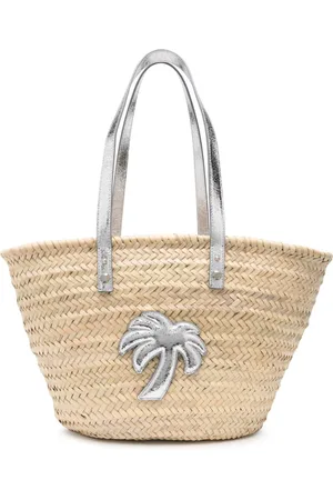 Palm Angels Strandtaske i strå med applikeret logo