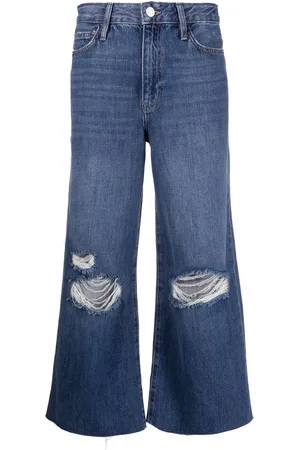 Frame Cropped skinny-jeans med slitageeffekt