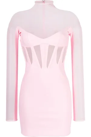 MUGLER Kort Corset Illusion kjole med gennemsigtige paneler