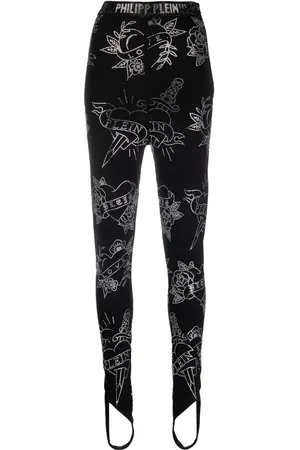Philipp Plein Leggings med bånd under foden og Love-tryk
