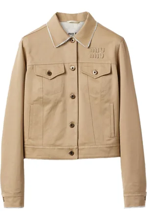 Miu Miu Cropped chino-jakke med broderet logo