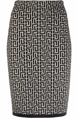 Balmain Jacquard-nederdel med monogram