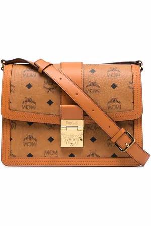 MCM Skuldertaske i læder med monogram
