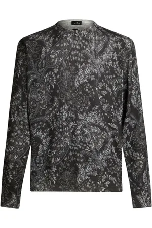 Etro Intarsiastrikket trøje med paisleytryk