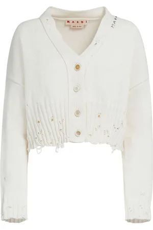 Marni Cardigan med broderet logo og slitageeffekt