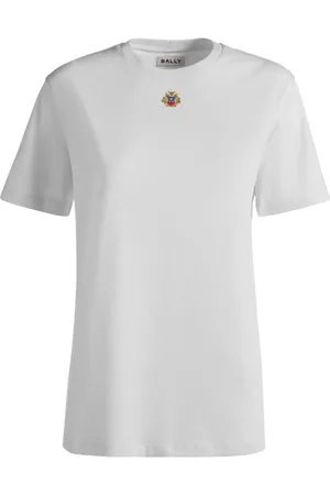 Bally T-shirt med broderet våbenskjold og rund hals
