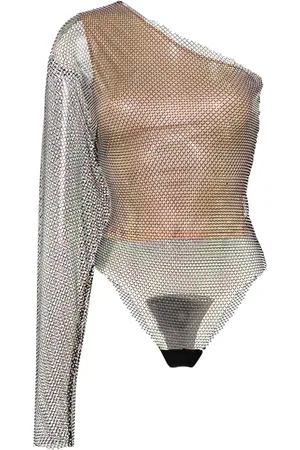 GENNY Draperet bodysuit med rhinsten og én skulder