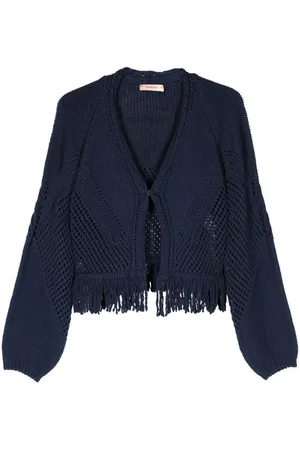 Twin-Set Cardigan i åben strik med frynser