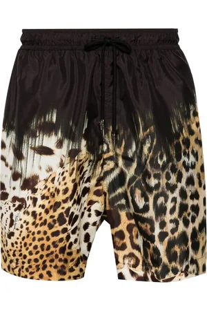 Roberto Cavalli Badeshorts med leopardtryk og tigertand-detalje