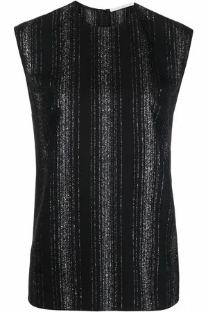 Stella McCartney Stribet ærmeløs bluse i lurex