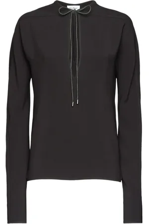 Salvatore Ferragamo Langærmet bluse med bånd i halsen
