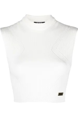 Balmain Cropped strikket top med logoplade