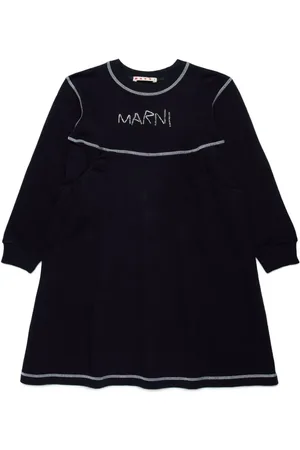Marni Langærmet T-shirt-kjole med perlebroderet logo