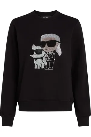 Karl Lagerfeld Ikon sweatshirt med rhinstenudsmykning