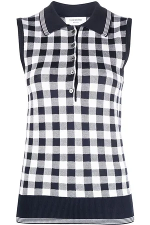 Thom Browne Gingham-jacquard ærmeløs polo