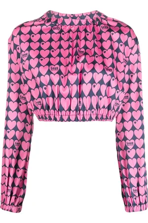 Moschino Cropped bluse med hjerte-tryk
