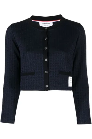 Thom Browne Cropped ternet cardigan i jacquard