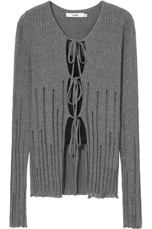 B+AB Ribstrikket cardigan med slitageeffekt