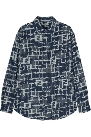 Fendi Skjortejakke i denim med FF-mønster