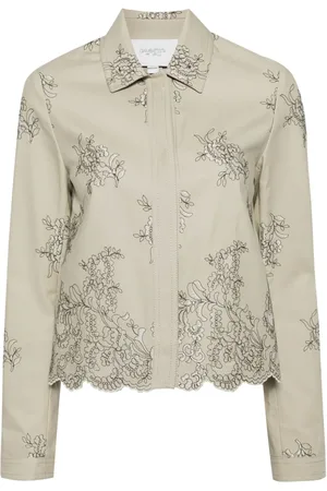 Giambattista Valli Twill-skjorte med blomster-broderi