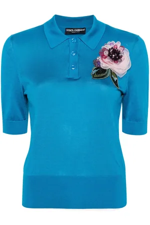 Dolce & Gabbana Strikket skjorte med blomstret applikation