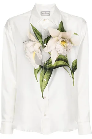 PIERRE-LOUIS MASCIA Aloe silkeskjorte med blomstret tryk