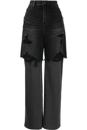 GOEN.J Jeans med lige ben og slitageeffekt