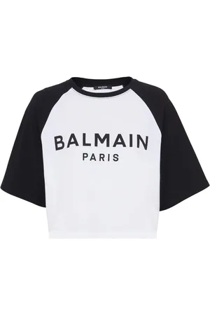 Balmain Cropped T-shirt med logotryk