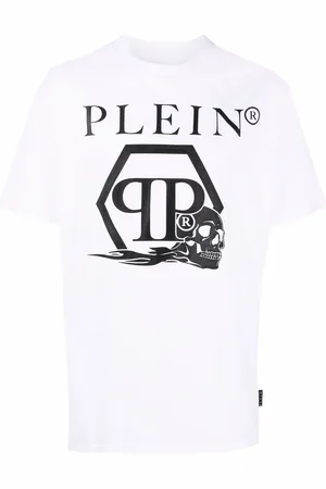 Philipp Plein T-shirt med dødningehoved og logotryk