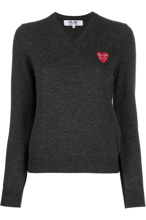 Comme des Garçons Top med V-hals og overlappet hjerte