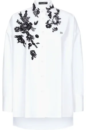 Dolce & Gabbana Langærmet skjorte med blomstret blonde