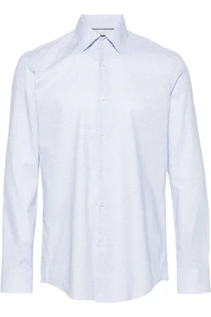 HUGO BOSS Skjorte i poplin med geometrisk mønster