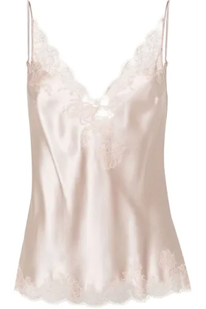 CARINE GILSON Camisole-top i silke med blondekant