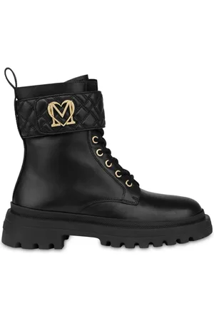 Moschino Ankelstøvler i læder med logoplade