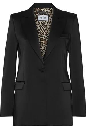 Philipp Plein Blazer i satin med krystaludsmykket dødningehoved