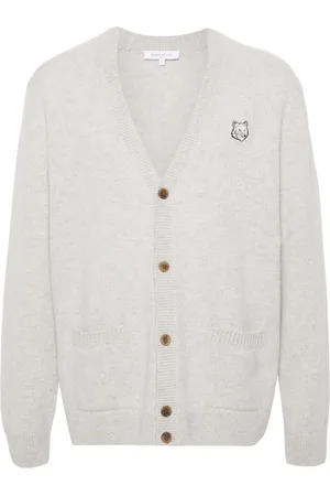 Maison Kitsuné Cardigan i uld med rævemotiv
