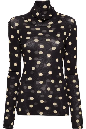 Stella McCartney Polkaprikket bluse med rullekrave