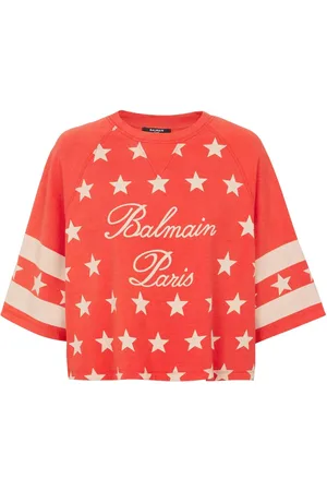 Balmain Cropped T-shirt med logotryk