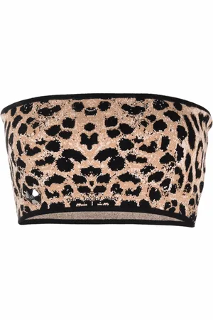 Philipp Plein Strikket bandeau-top med leopardtryk