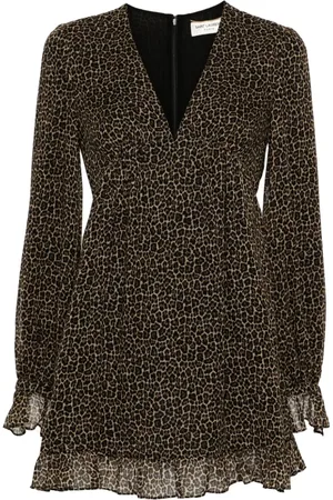 Saint Laurent Kort kjole med leopardtryk